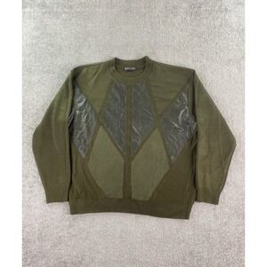 Vintage Bagazio Sweater Men Large Green Black Argyle Cosby Designer Crew Italy